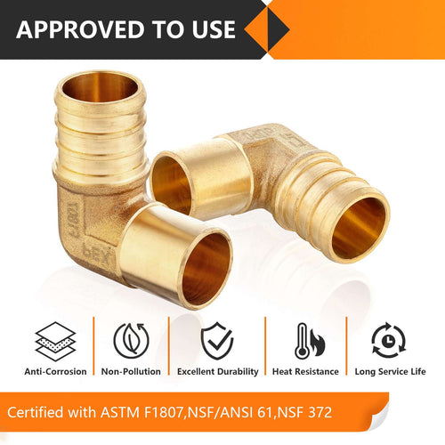 30 Pcs PEX-B Crimp 3/4" PEX x 1/2" Male Copper Sweat Elbow (Lead Free)