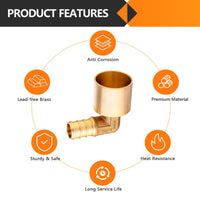 30 Pcs PEX-B Crimp 1/2" PEX x 3/4" Female Copper Sweat Elbow (Lead Free)