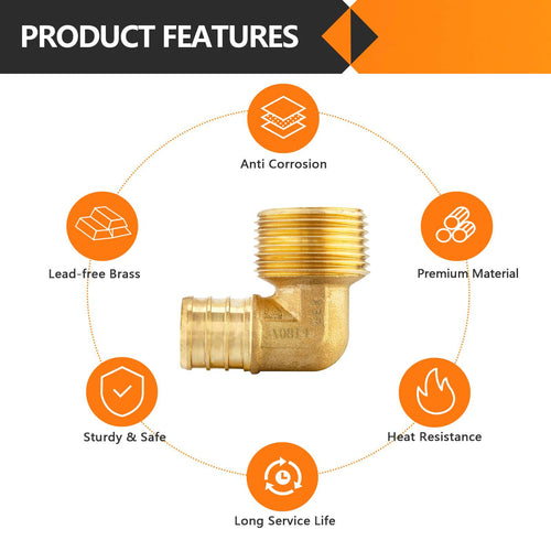 PEX-B Crimp 3/4" PEX x 1/2" Male Threaded Elbow (Lead Free) Plumbingsell