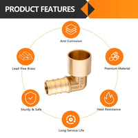 30 Pcs PEX-B Crimp 1/2" PEX x 1/2" Female Copper Sweat Elbow (Lead Free)