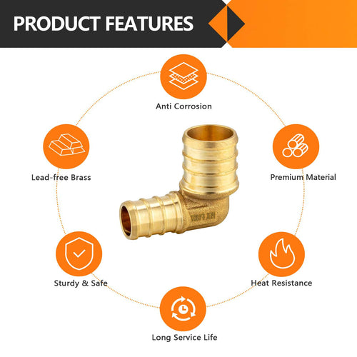 30 Pcs PEX-B Crimp Elbow 3/4" PEX x 1" PEX (Lead Free)