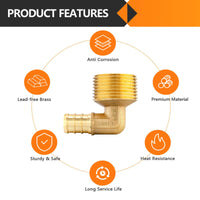 30 Pcs PEX-B Crimp 1/2" PEX x 3/4" Male Threaded Elbow (Lead Free)