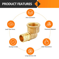 30 Pcs PEX-B Crimp 3/4" PEX x 1/2" Female Threaded Elbow (Lead Free)