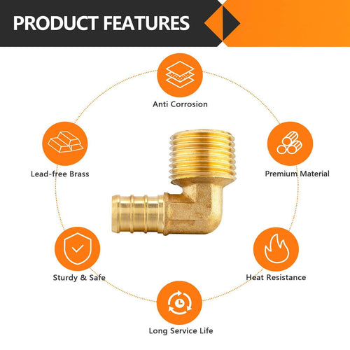 30 Pcs PEX-B Crimp 1/2" PEX x 1/2" Male Threaded Elbow (Lead Free)