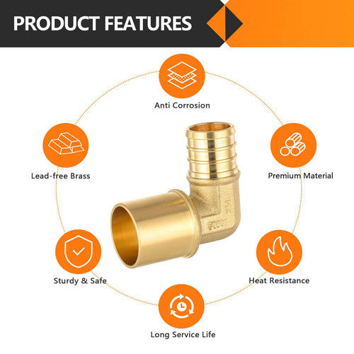 30 Pcs PEX-B Crimp 1/2" PEX x 3/4" Male Copper Sweat Elbow (Lead Free)