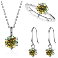 2.5ct Solitaire Moissanite 925 Sterling Silver Necklace Earrings Ring Set