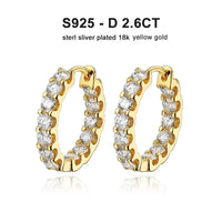 2.6Ct D Color Moissanite 925 Sterling Silver White Gold Plated Hoop Earrings For Women Wedding