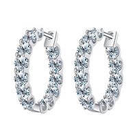 2.6ct D Moissanite Hoop Earrings Wedding 925 Sterling Silver White Gold Plated