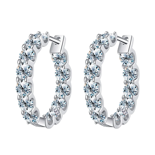 2.6ct D Moissanite Hoop Earrings Wedding 925 Sterling Silver White Gold Plated