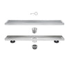 24" Linear Shower Drain, Square Hole Pattern Shower Drain, Brushed 304 Stainless Steel Linear Drain with Levelingft & Hair Strainer