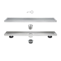 24" Linear Shower Drain, Square Hole Pattern Shower Drain, Brushed 304 Stainless Steel Linear Drain with Levelingft & Hair Strainer