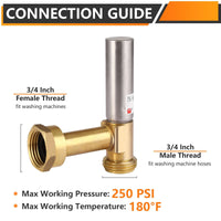 3/4" Swivel FHT x 3/4" MHT Water Hammer Arrestor Tee for Washing Machine, Stainless Steel Plumbingsell