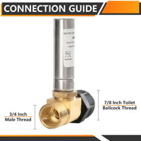 7/8" Female Swivel Ballcock Nut x 3/4" Male Thread, Water Hammer Arrestor Tee for Toilet Plumbingsell