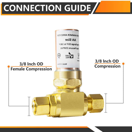 10 Pcs 3/8" OD Comp. x 3/8" OD Female Comp. , Tee Copper Water Hammer Arrestor for Dishwasher Connection