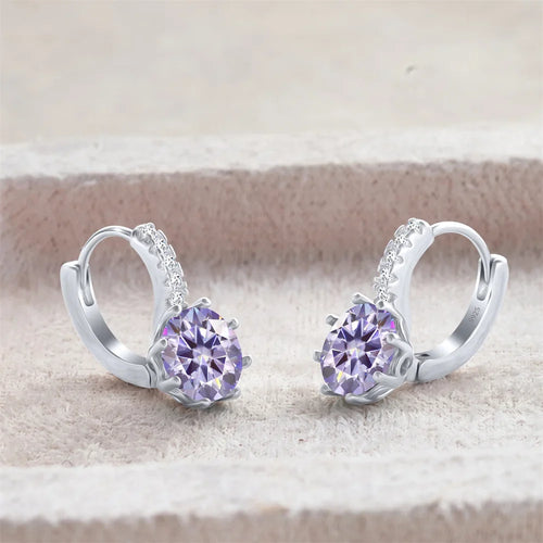 2 Carat Moissanite Drop Earrings Sterling Silver Solitaire Studs For Women