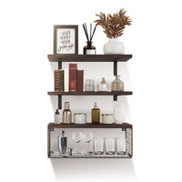 2-in-1 Floating Shelves Wall Mounted with Storage Basket
