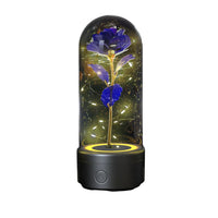 2 In 1 Rose Flowers in Creative LED Glass Lamp with Bluetooth for Home Decor