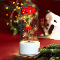 2 In 1 Rose Flowers in Creative LED Glass Lamp with Bluetooth for Home Decor