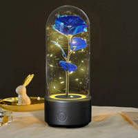 2 In 1 Rose Flowers in Creative LED Glass Lamp with Bluetooth for Home Decor