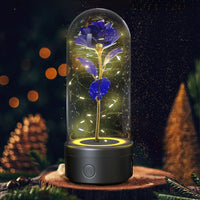 2 In 1 Rose Flowers in Creative LED Glass Lamp with Bluetooth for Home Decor