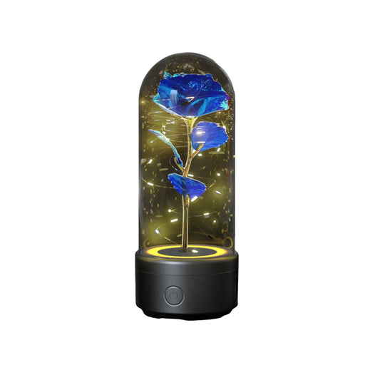 2 In 1 Rose Flowers in Creative LED Glass Lamp with Bluetooth for Home Decor