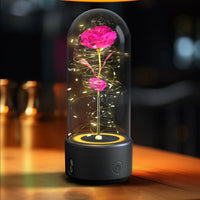 2 In 1 Rose Flowers in Creative LED Glass Lamp with Bluetooth for Home Decor