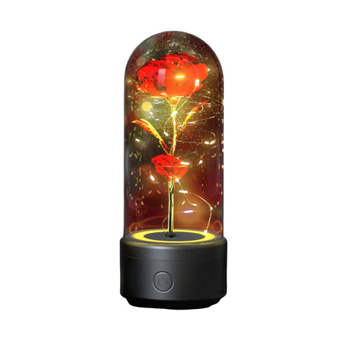 2 In 1 Rose Flowers in Creative LED Glass Lamp with Bluetooth for Home Decor
