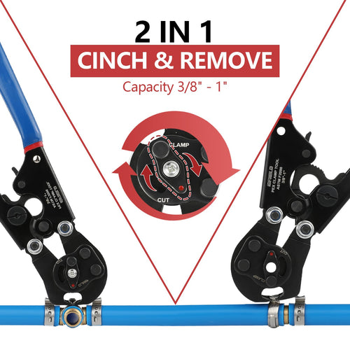 2-in-1 Pex Ratchet Cinch Crimping Tool with Removing Function Plumbingsell