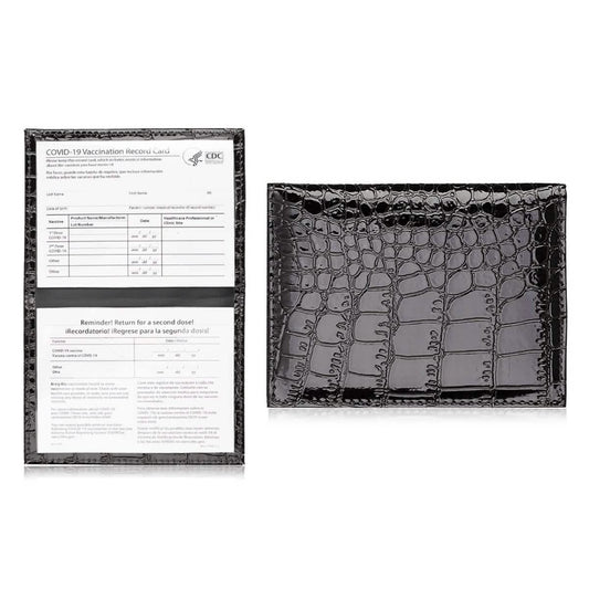 2-Pack: Faux Crocodile Leather Bling CDC Vaccination Card Immunization Record Protector Holder Passport