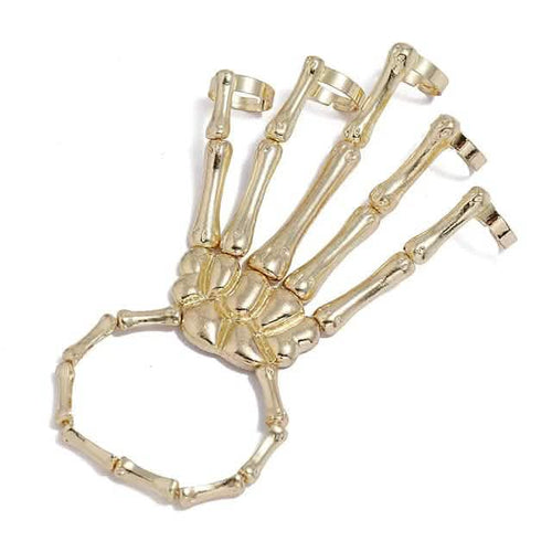 2-Pack: Gothic Bone Bracelet with Ring