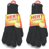 2-Pack: Heat Lockers Mens Black Thermal Gloves with Insulation Lining