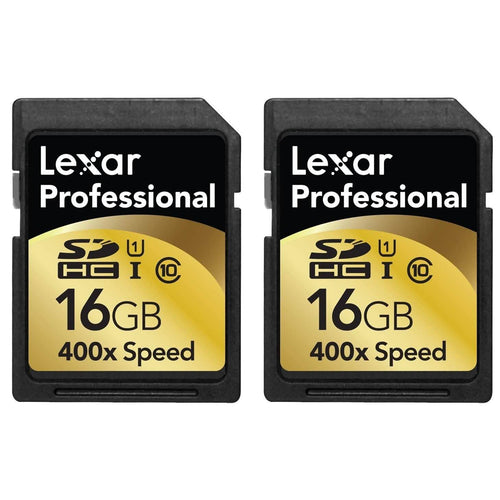 2-Pack: Lexar Professional 400x 16GB SDHC UHS-I Flash Memory Card