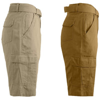 2-Pack: Men's Cotton Classic Cargo Shorts With Belt