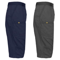 2-Pack: Men's Tech Extended Size Cotton Cargo Utility Belted Shorts
