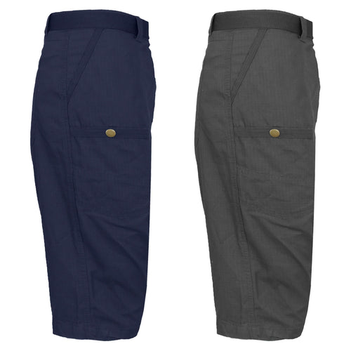 2-Pack: Men's Tech Extended Size Cotton Cargo Utility Belted Shorts