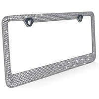 2-Pack: Metal License Plate Frame Bling RhineStones Chrome Swarovski Crystal Diamond