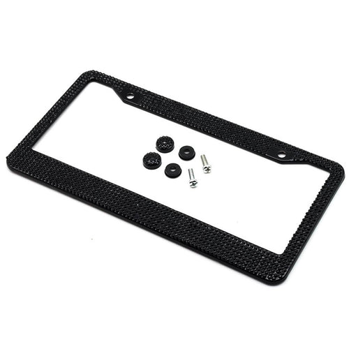 2-Pack: Metal License Plate Frame With Glitter Bling Rhinestone Diamonds