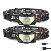2-Pack: Rechargeable Motion Sensor Headlamp 6 Light Modes Headlight