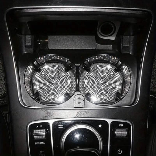 2-Pack: Shimmering Diamond Car Cup Mats