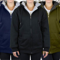2-Pack: Women's Heavyweight Loose-Fit Sherpa Fleece-Lined Zip Hoodie