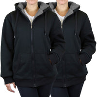 2-Pack: Women's Heavyweight Loose Fitting Sherpa Fleece-Lined Hoodie Sweater