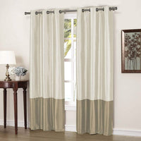 2-Piece: Faux Silk Thermal Two Toned Blackout Grommet Window Curtain Panels Set