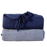 2-Piece Set: 100% Cotton Hand Twisted Throw Blanket 50" X 60"
