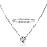 2-Piece Set: Round Cut Pendant with Round Cut Tennis Bracelet