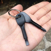 2-Piece Set: Stainless Keychain Pocket Tool Screwdriver Set