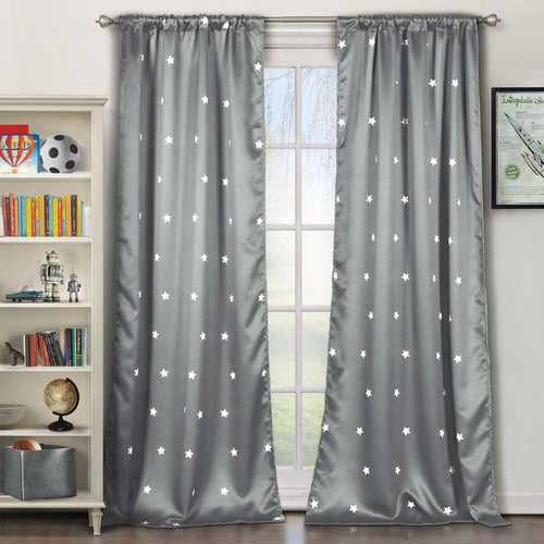 2-Piece Set: Stars Blackout Window Curtain Pair Panel