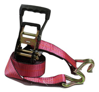 2" x 12 ft. Ratchet Strap w/Wire Hooks - Red Scuff Edge® RatchetStrap.Com