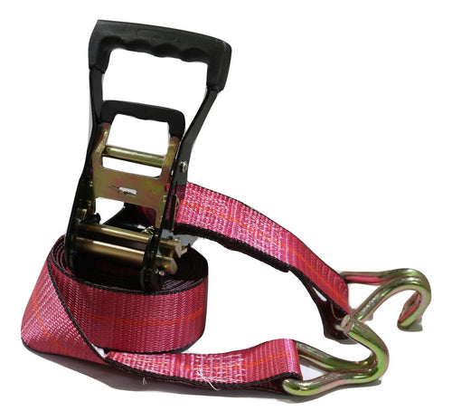 2" x 12 ft. Ratchet Strap w/Wire Hooks - Red Scuff Edge® RatchetStrap.Com