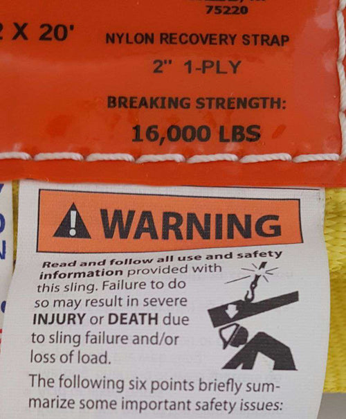 2" x 20 Ft Nylon Recovery Strap | RS220 RatchetStrap.Com