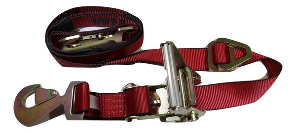 2" x 8 Ft Axle Wrap Auto Tie Down Ratchet Strap w/ Snap Hooks | RED RatchetStrap.Com